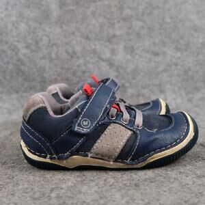 Stride Rite Shoes Kids 7.5XW Wes Sneakers Leather Boys Toddler Blue Casual Wide
